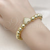 Pulsera Elegante 03.341.0230.07 Oro Laminado, Diseño de Corazón y Bola, Mate, Tono Dorado (08 MM Thickness, 8 Inches Length)