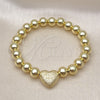 Pulsera Elegante 03.341.0230.07 Oro Laminado, Diseño de Corazón y Bola, Mate, Tono Dorado (08 MM Thickness, 8 Inches Length)
