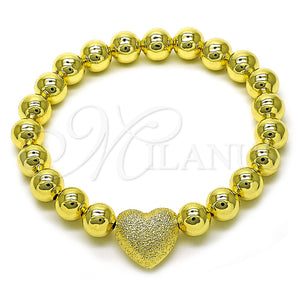 Pulsera Elegante 03.341.0230.07 Oro Laminado, Diseño de Corazón y Bola, Mate, Tono Dorado (08 MM Thickness, 8 Inches Length)