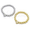 Pulsera Elegante 03.341.0230.07 Oro Laminado, Diseño de Corazón y Bola, Mate, Tono Dorado (08 MM Thickness, 8 Inches Length)