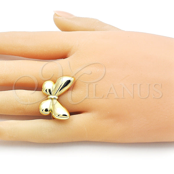 Anillo Elegante 01.341.0159 Oro Laminado, Diseño de Mariposa, Pulido, Tono Dorado (One size fits all)