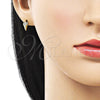 Arete Dormilona 02.341.0220 Oro Laminado, Diseño de Helado, con Blanca Micro Pave, Pulido, Tono Dorado