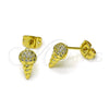 Arete Dormilona 02.341.0220 Oro Laminado, Diseño de Helado, con Blanca Micro Pave, Pulido, Tono Dorado