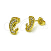 Arete Dormilona 02.341.0221 Oro Laminado, Diseño de Guadalupe, con Blanca Micro Pave, Pulido, Tono Dorado
