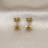 Arete Dormilona 02.341.0223 Oro Laminado, Diseño de Estrella, con Blanca Micro Pave, Pulido, Tono Dorado