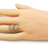 Anillo Multi Piedra 01.341.0160 Oro Laminado, Diseño de Corazón y Baguette, con Blanca Zirconia Cubica and Blanca Micro Pave, Pulido, Tono Dorado (One size fits all)