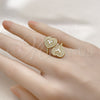 Anillo Multi Piedra 01.341.0160 Oro Laminado, Diseño de Corazón y Baguette, con Blanca Zirconia Cubica and Blanca Micro Pave, Pulido, Tono Dorado (One size fits all)