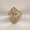 Anillo Multi Piedra 01.341.0160 Oro Laminado, Diseño de Corazón y Baguette, con Blanca Zirconia Cubica and Blanca Micro Pave, Pulido, Tono Dorado (One size fits all)