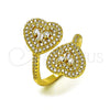 Anillo Multi Piedra 01.341.0160 Oro Laminado, Diseño de Corazón y Baguette, con Blanca Zirconia Cubica and Blanca Micro Pave, Pulido, Tono Dorado (One size fits all)