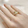 Anillo Multi Piedra 01.341.0162 Oro Laminado, Diseño de Osito, con Blanca Zirconia Cubica, Pulido, Tono Dorado (One size fits all)