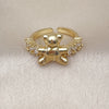 Anillo Multi Piedra 01.341.0162 Oro Laminado, Diseño de Osito, con Blanca Zirconia Cubica, Pulido, Tono Dorado (One size fits all)