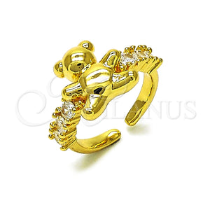 Anillo Multi Piedra 01.341.0162 Oro Laminado, Diseño de Osito, con Blanca Zirconia Cubica, Pulido, Tono Dorado (One size fits all)