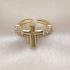Anillo Multi Piedra 01.341.0153.1 Oro Laminado, Diseño de Cruz, con Blanca Zirconia Cubica, Pulido, Tono Dorado (One size fits all)