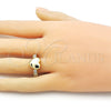 Anillo Multi Piedra 01.341.0154.1 Oro Laminado, Diseño de Corazón, con Blanca Zirconia Cubica, Pulido, Tono Dorado (One size fits all)