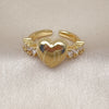 Anillo Multi Piedra 01.341.0154.1 Oro Laminado, Diseño de Corazón, con Blanca Zirconia Cubica, Pulido, Tono Dorado (One size fits all)