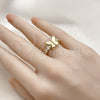 Anillo Multi Piedra 01.341.0144.1 Oro Laminado, Diseño de Mariposa, con Blanca Zirconia Cubica, Pulido, Tono Dorado (One size fits all)