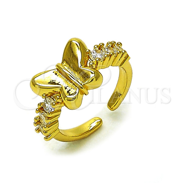 Anillo Multi Piedra 01.341.0144.1 Oro Laminado, Diseño de Mariposa, con Blanca Zirconia Cubica, Pulido, Tono Dorado (One size fits all)