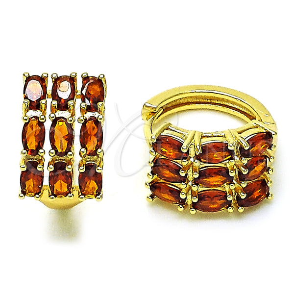 Argolla Huggie 02.210.0862.3.18 Oro Laminado, con Granate Zirconia Cubica, Pulido, Tono Dorado