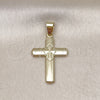 Dije Religioso 05.213.0151 Oro Laminado, Diseño de Cruz, Pulido, Tono Dorado