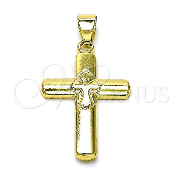 Dije Religioso 05.213.0151 Oro Laminado, Diseño de Cruz, Pulido, Tono Dorado