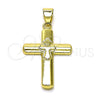 Dije Religioso 05.213.0151 Oro Laminado, Diseño de Cruz, Pulido, Tono Dorado