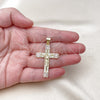 Dije Religioso 05.213.0152 Oro Laminado, Diseño de Cruz y Baguette, con Zirconia Cubica Blanca, Pulido, Tono Dorado