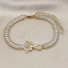 Pulsera Elegante 03.411.0024.07 Oro Laminado, Diseño de Divino Niño y Baguette, con Blanca Zirconia Cubica and Blanca Micro Pave, Pulido, Tono Dorado (06 MM Thickness, 7 Inches Length)