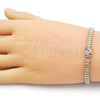 Pulsera Elegante 03.411.0025.07 Oro Laminado, Diseño de Amor y Baguette, con Blanca Zirconia Cubica and Blanca Micro Pave, Pulido, Tono Dorado (05 MM Thickness, 7 Inches Length)