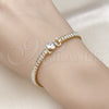 Pulsera Elegante 03.411.0025.07 Oro Laminado, Diseño de Amor y Baguette, con Blanca Zirconia Cubica and Blanca Micro Pave, Pulido, Tono Dorado (05 MM Thickness, 7 Inches Length)