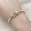 Pulsera Elegante 03.411.0029.1.07 Oro Laminado, Diseño de Guadalupe y Baguette, con Blanca Zirconia Cubica and Multicolor Micro Pave, Pulido, Tono Dorado (06 MM Thickness, 7 Inches Length)