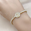 Pulsera Elegante 03.411.0030.07 Oro Laminado, Diseño de Guadalupe y Baguette, con Blanca Zirconia Cubica and Blanca Micro Pave, Pulido, Tono Dorado (05 MM Thickness, 7 Inches Length)