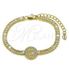 Pulsera Elegante 03.411.0030.07 Oro Laminado, Diseño de Guadalupe y Baguette, con Blanca Zirconia Cubica and Blanca Micro Pave, Pulido, Tono Dorado (05 MM Thickness, 7 Inches Length)