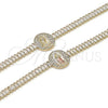 Pulsera Elegante 03.411.0030.07 Oro Laminado, Diseño de Guadalupe y Baguette, con Blanca Zirconia Cubica and Blanca Micro Pave, Pulido, Tono Dorado (05 MM Thickness, 7 Inches Length)