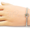 Pulsera Elegante 03.411.0031.1.07 Oro Laminado, Diseño de San Judas y Baguette, con Blanca Zirconia Cubica, Pulido, Tres Tonos (05 MM Thickness, 7 Inches Length)