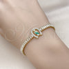 Pulsera Elegante 03.411.0031.1.07 Oro Laminado, Diseño de San Judas y Baguette, con Blanca Zirconia Cubica, Pulido, Tres Tonos (05 MM Thickness, 7 Inches Length)