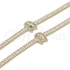 Pulsera Elegante 03.411.0031.1.07 Oro Laminado, Diseño de San Judas y Baguette, con Blanca Zirconia Cubica, Pulido, Tres Tonos (05 MM Thickness, 7 Inches Length)