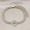Pulsera Elegante 03.411.0032.1.07 Oro Laminado, Diseño de San Judas y Baguette, con Blanca Zirconia Cubica, Pulido, Tres Tonos (05 MM Thickness, 7 Inches Length)