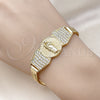 Pulsera Elegante 03.411.0042.08 Oro Laminado, Diseño de San Judas y Bismarco, con Blanca Zirconia Cubica, Pulido, Tono Dorado (07 MM Thickness, 8 Inches Length)