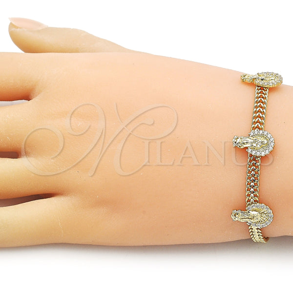Pulsera Elegante 03.411.0045.07 Oro Laminado, Diseño de Guadalupe y Bismarco, con Blanca Micro Pave, Pulido, Tono Dorado (05 MM Thickness, 7 Inches Length)