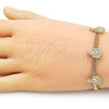 Pulsera Elegante 03.411.0045.07 Oro Laminado, Diseño de Guadalupe y Bismarco, con Blanca Micro Pave, Pulido, Tono Dorado (05 MM Thickness, 7 Inches Length)