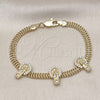 Pulsera Elegante 03.411.0045.07 Oro Laminado, Diseño de Guadalupe y Bismarco, con Blanca Micro Pave, Pulido, Tono Dorado (05 MM Thickness, 7 Inches Length)