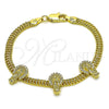 Pulsera Elegante 03.411.0045.07 Oro Laminado, Diseño de Guadalupe y Bismarco, con Blanca Micro Pave, Pulido, Tono Dorado (05 MM Thickness, 7 Inches Length)