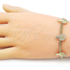 Pulsera Elegante 03.411.0046.07 Oro Laminado, Diseño de San Judas y Bismarco, con Blanca Micro Pave, Pulido, Tono Dorado (05 MM Thickness, 7 Inches Length)