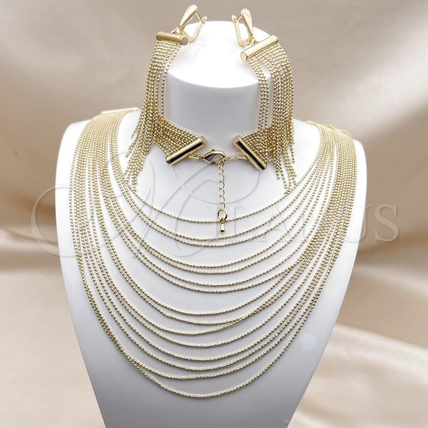 Collar, Pulsera y Dije 06.372.0079 Oro Laminado, Diseño de Bola, Diamantado, Tono Dorado