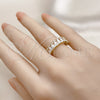 Anillo Multi Piedra 01.102.0009.2 Oro Laminado, Diseño de Baguette, con Blanca Zirconia Cubica, Pulido, Tono Dorado (One size fits all)