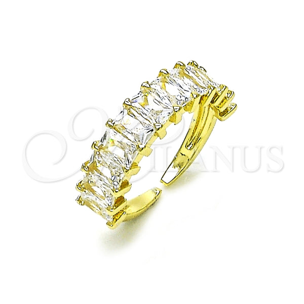 Anillo Multi Piedra 01.102.0009.2 Oro Laminado, Diseño de Baguette, con Blanca Zirconia Cubica, Pulido, Tono Dorado (One size fits all)