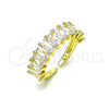 Anillo Multi Piedra 01.102.0009.2 Oro Laminado, Diseño de Baguette, con Blanca Zirconia Cubica, Pulido, Tono Dorado (One size fits all)