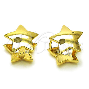 Argolla Huggie 02.163.0326.12 Oro Laminado, Diseño de Estrella, Pulido, Tono Dorado