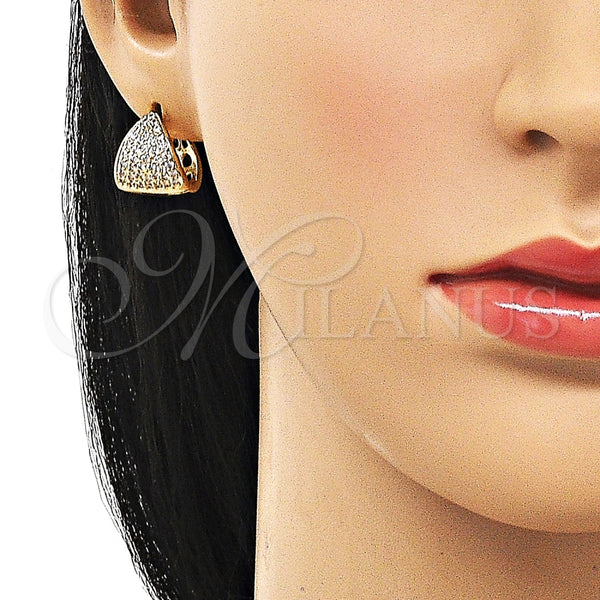 Argolla Huggie 02.195.0165.16 Oro Laminado, con Blanca Zirconia Cubica, Pulido, Tono Dorado