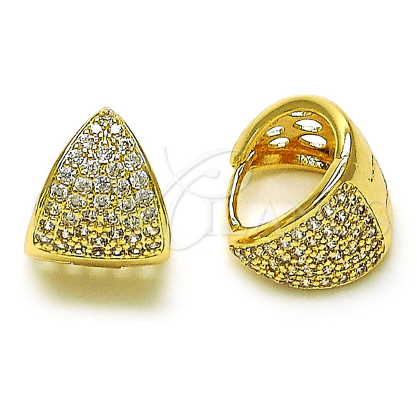 Argolla Huggie 02.195.0165.16 Oro Laminado, con Blanca Zirconia Cubica, Pulido, Tono Dorado